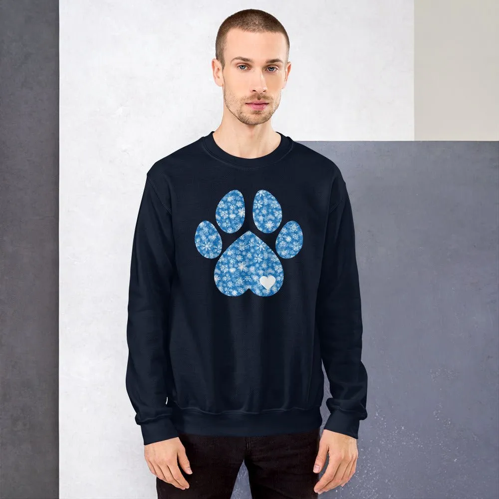 Blue Snowflake Dog Paw Sweatshirt