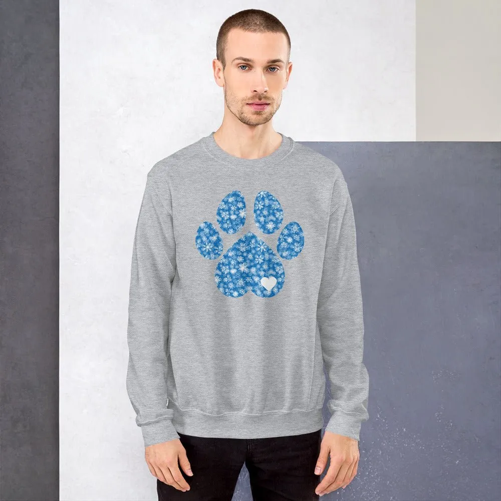 Blue Snowflake Dog Paw Sweatshirt