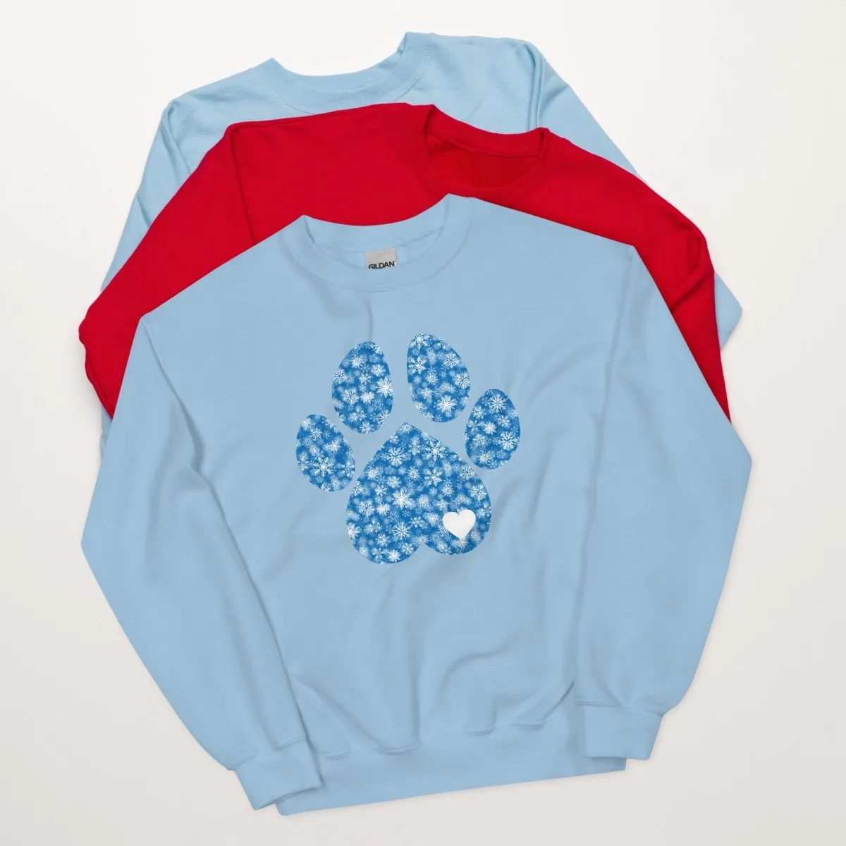Blue Snowflake Dog Paw Sweatshirt