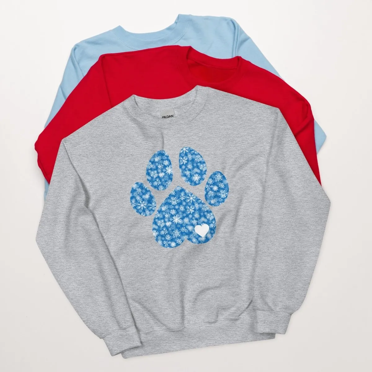 Blue Snowflake Dog Paw Sweatshirt