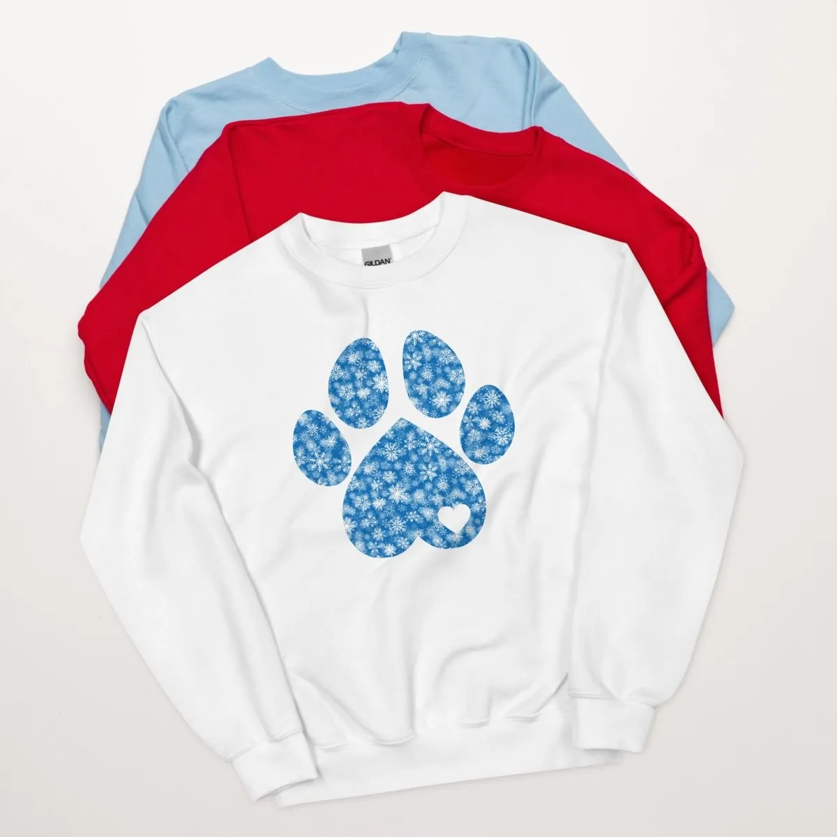 Blue Snowflake Dog Paw Sweatshirt