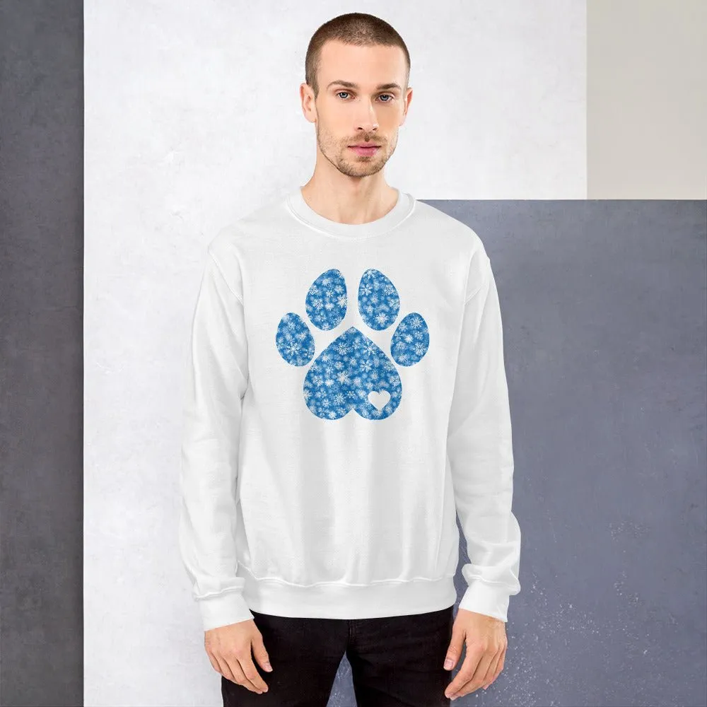 Blue Snowflake Dog Paw Sweatshirt
