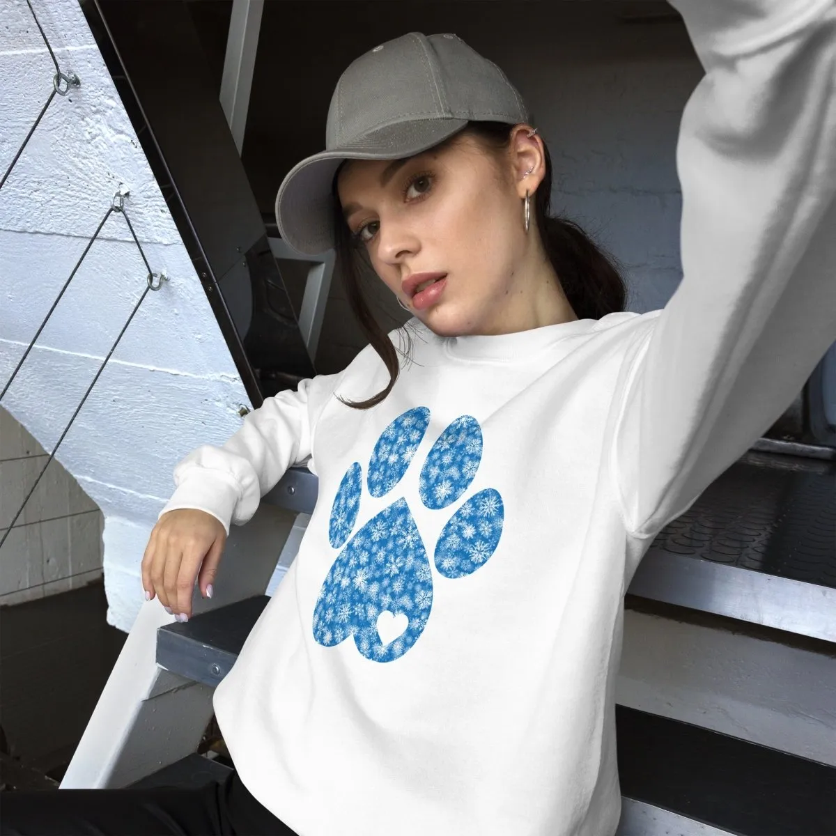 Blue Snowflake Dog Paw Sweatshirt
