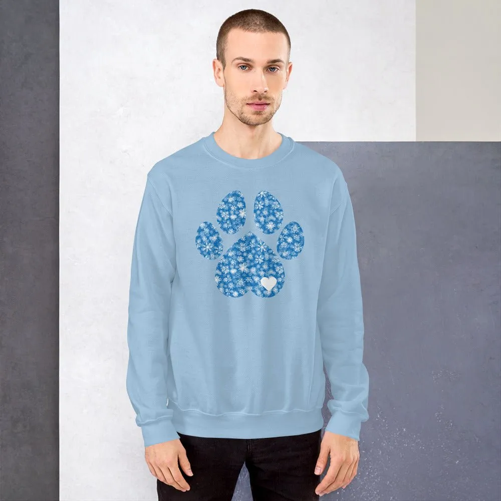 Blue Snowflake Dog Paw Sweatshirt