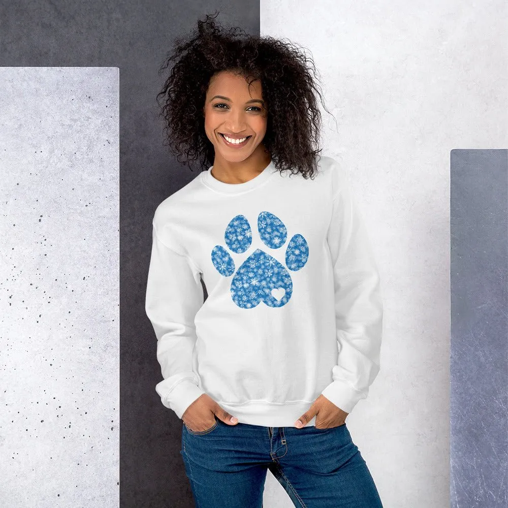 Blue Snowflake Dog Paw Sweatshirt