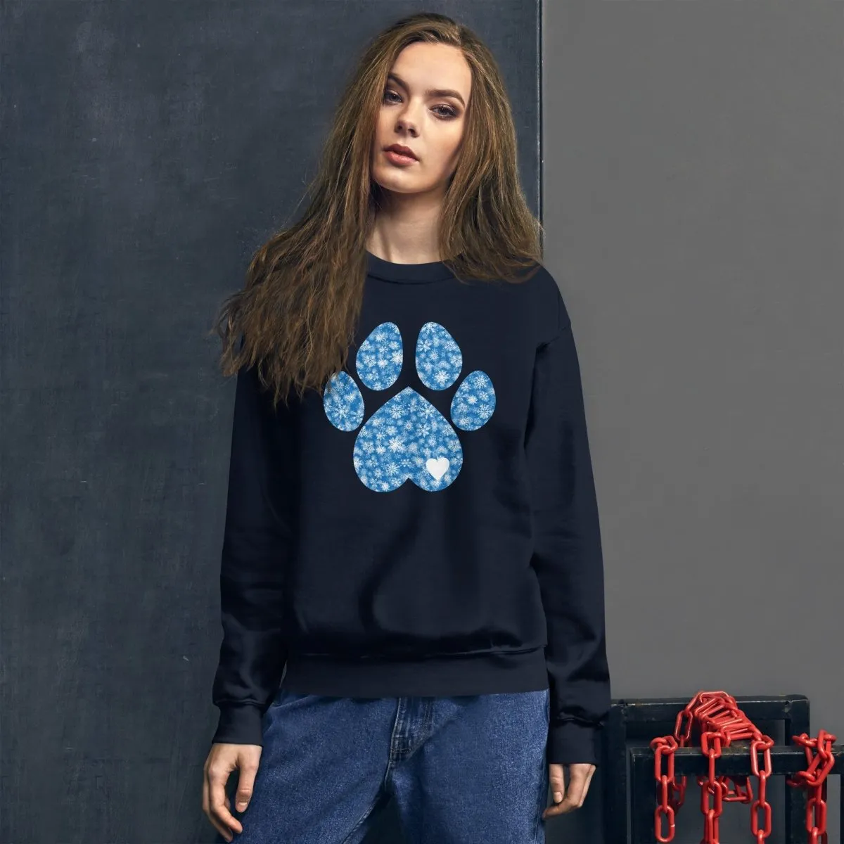 Blue Snowflake Dog Paw Sweatshirt
