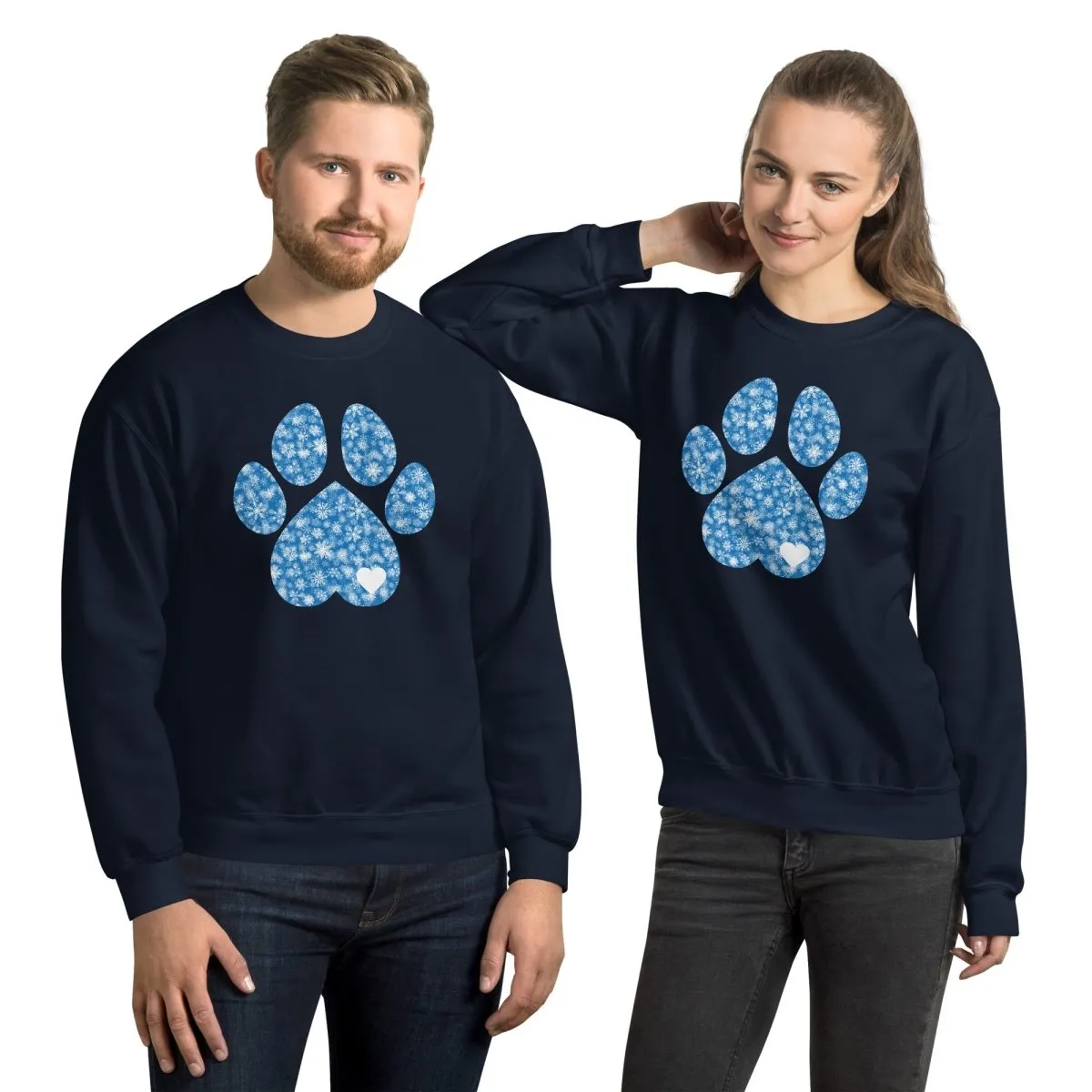 Blue Snowflake Dog Paw Sweatshirt