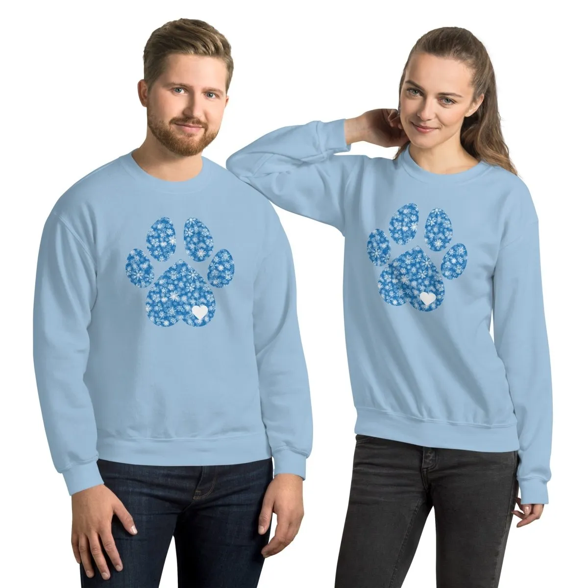 Blue Snowflake Dog Paw Sweatshirt