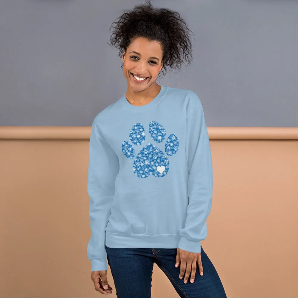 Blue Snowflake Dog Paw Sweatshirt