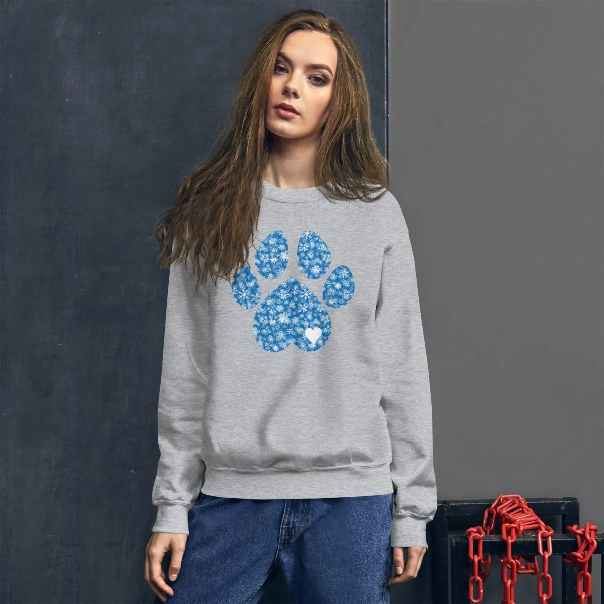 Blue Snowflake Dog Paw Sweatshirt