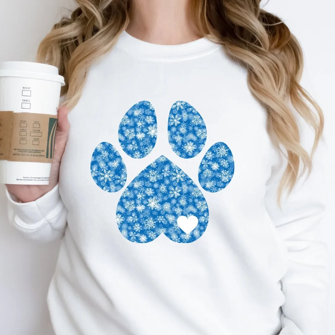 Blue Snowflake Dog Paw Sweatshirt