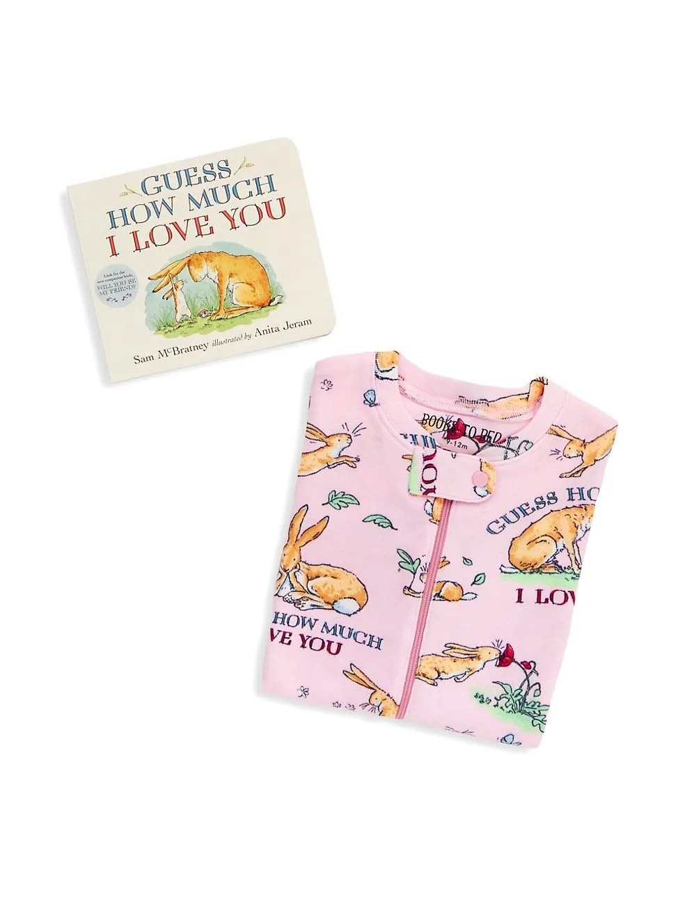 Books to bed - Guess How Much I Love You Book and Infant Coverall Pink