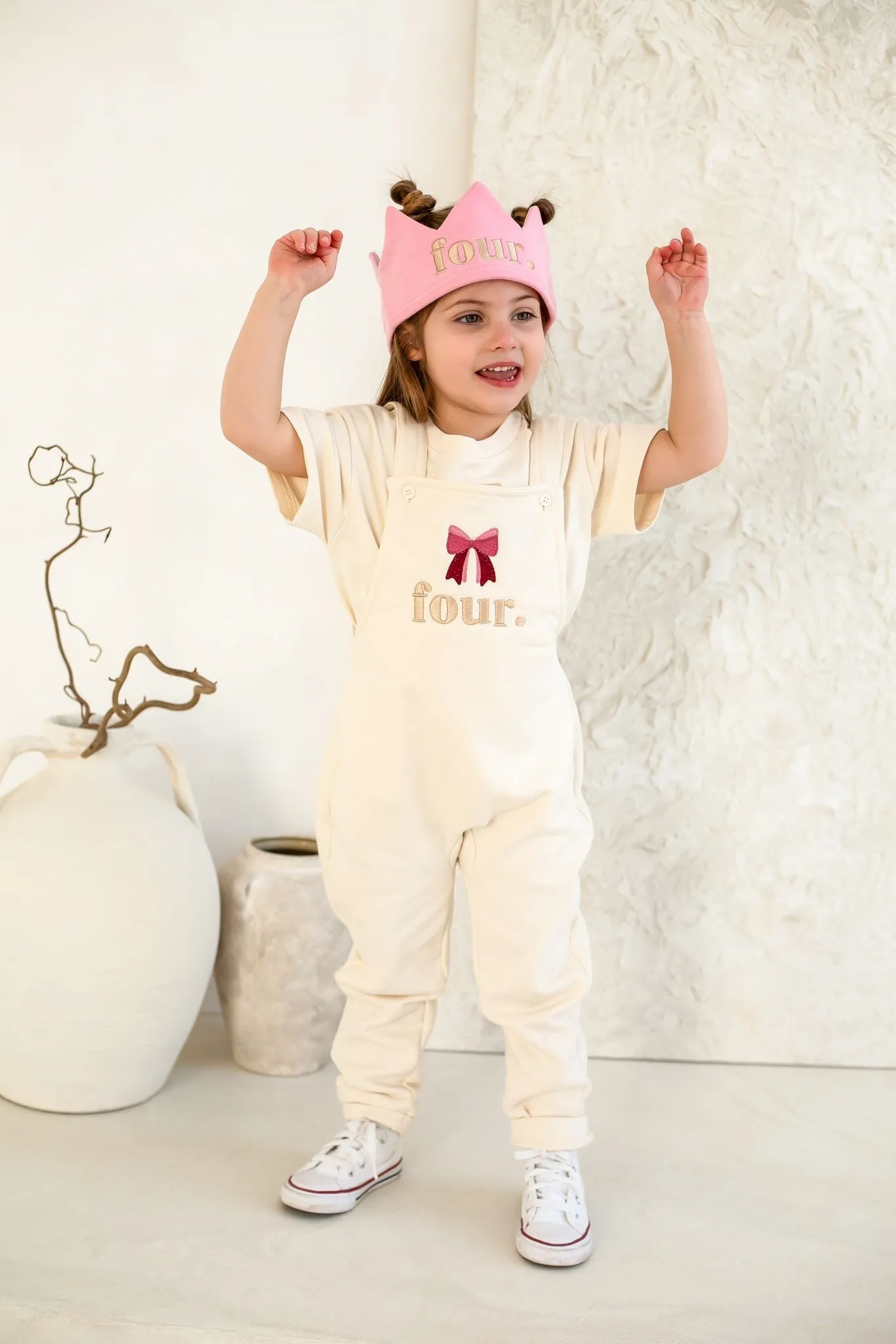 Bow Birthday Dungarees - Embroidered