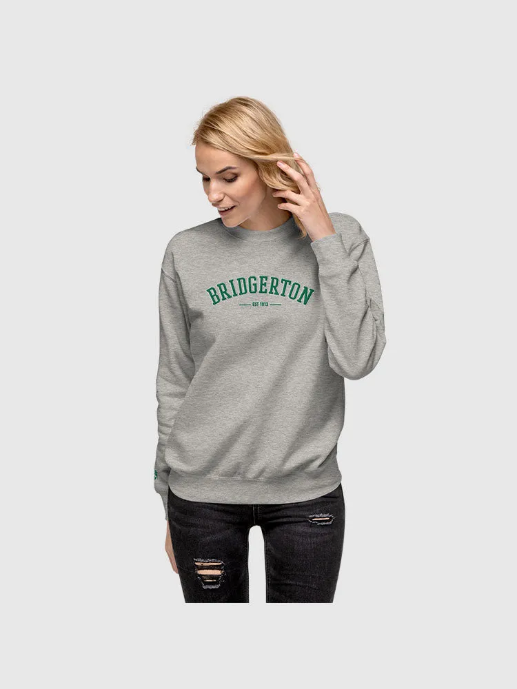 Bridgerton Varsity Embroidered Crewneck Sweatshirt [Carbon Grey]