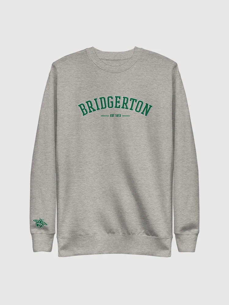 Bridgerton Varsity Embroidered Crewneck Sweatshirt [Carbon Grey]