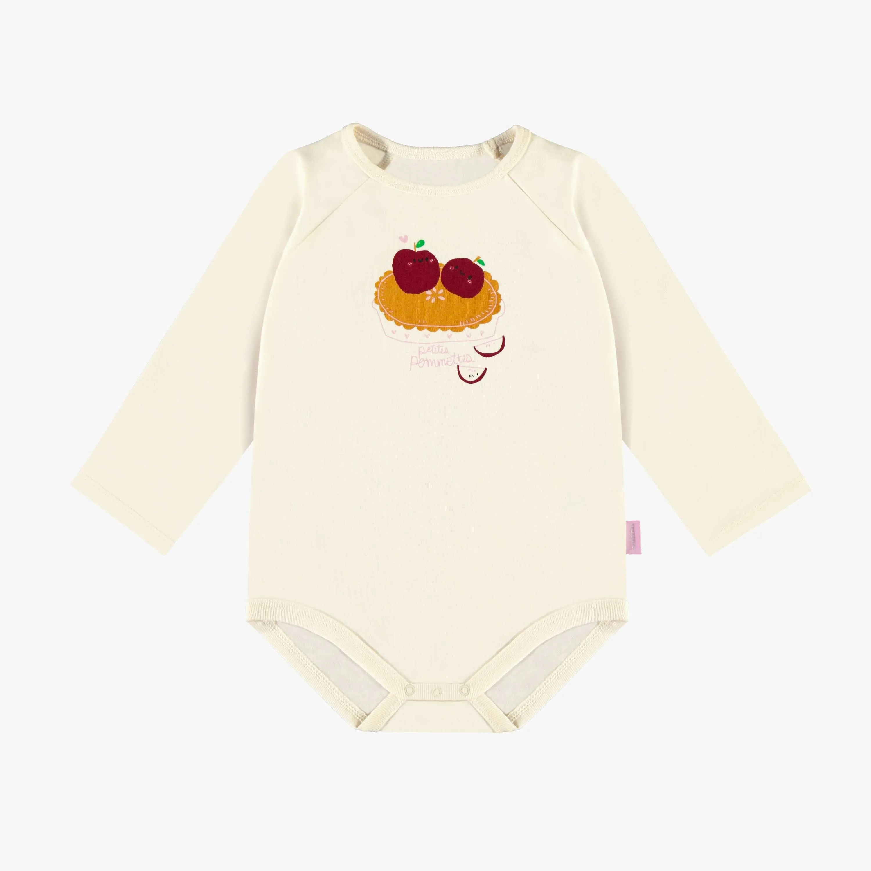 Cache-couche crème avec illustration en jersey, bébé || Cream bodysuit with print in jersey, baby