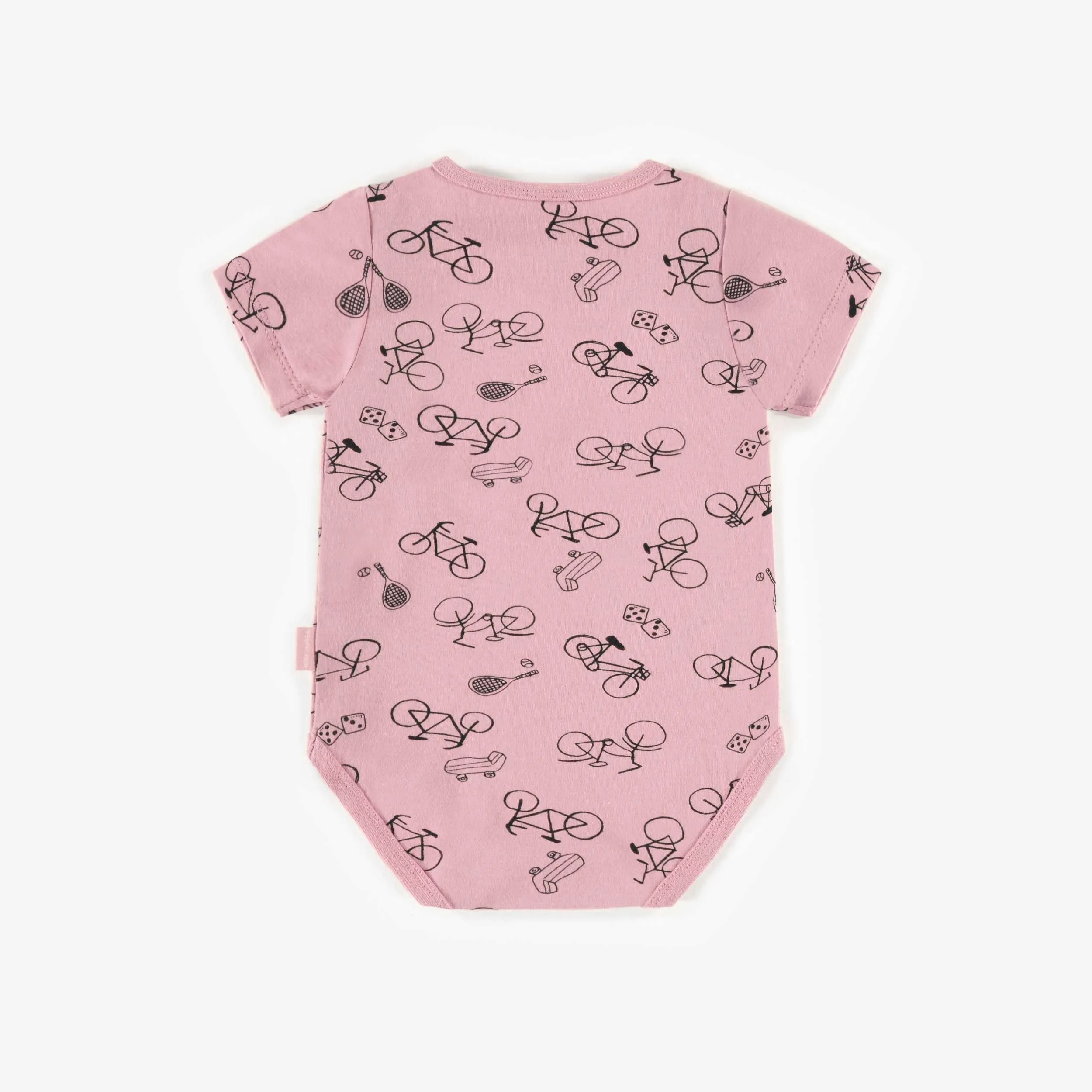 Cache-couche rose à motifs en coton, bébé || Pink patterned bodysuit in cotton, baby