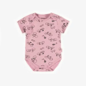 Cache-couche rose à motifs en coton, bébé || Pink patterned bodysuit in cotton, baby