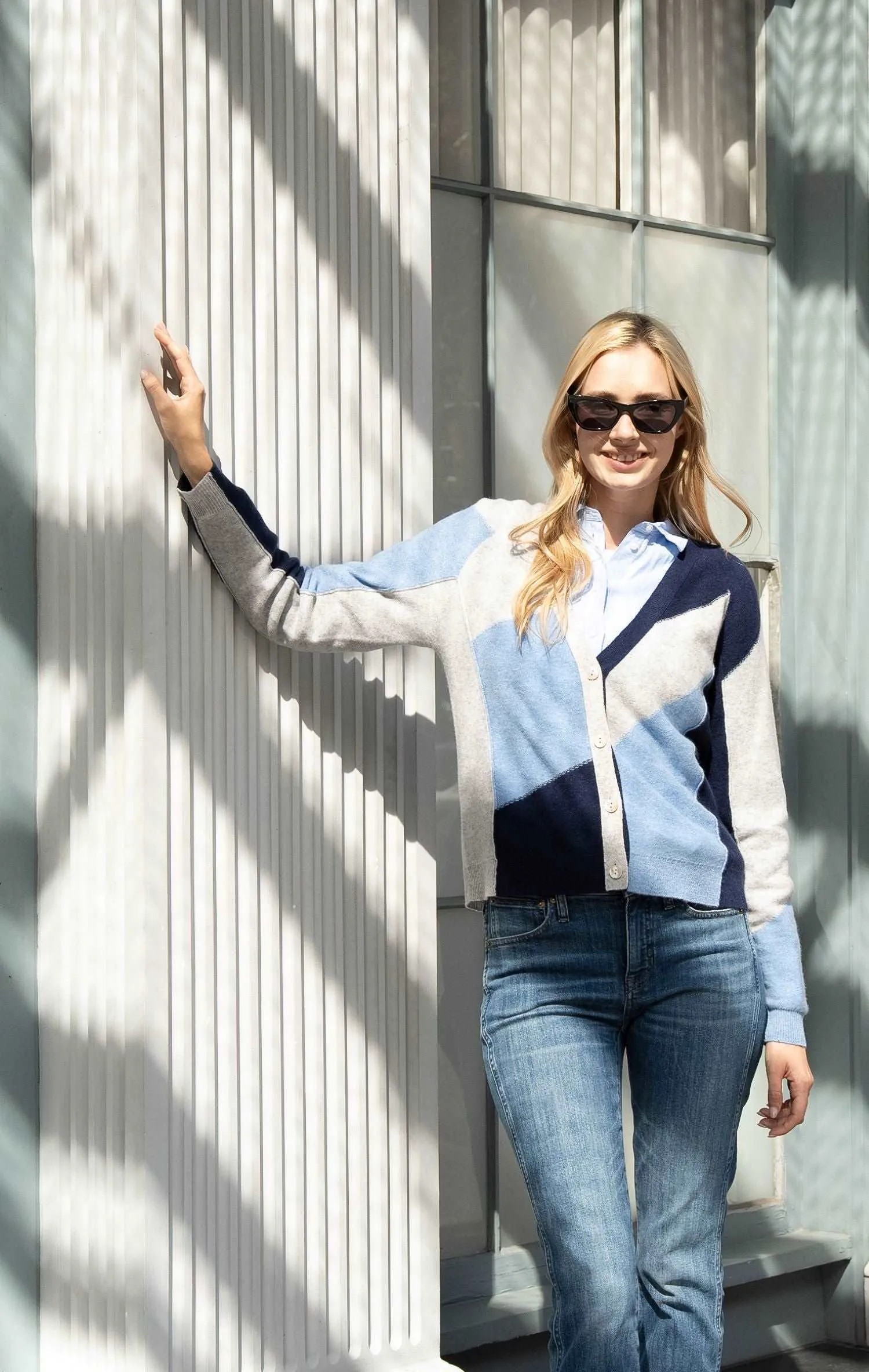 Cashmere Color Block Cardigan