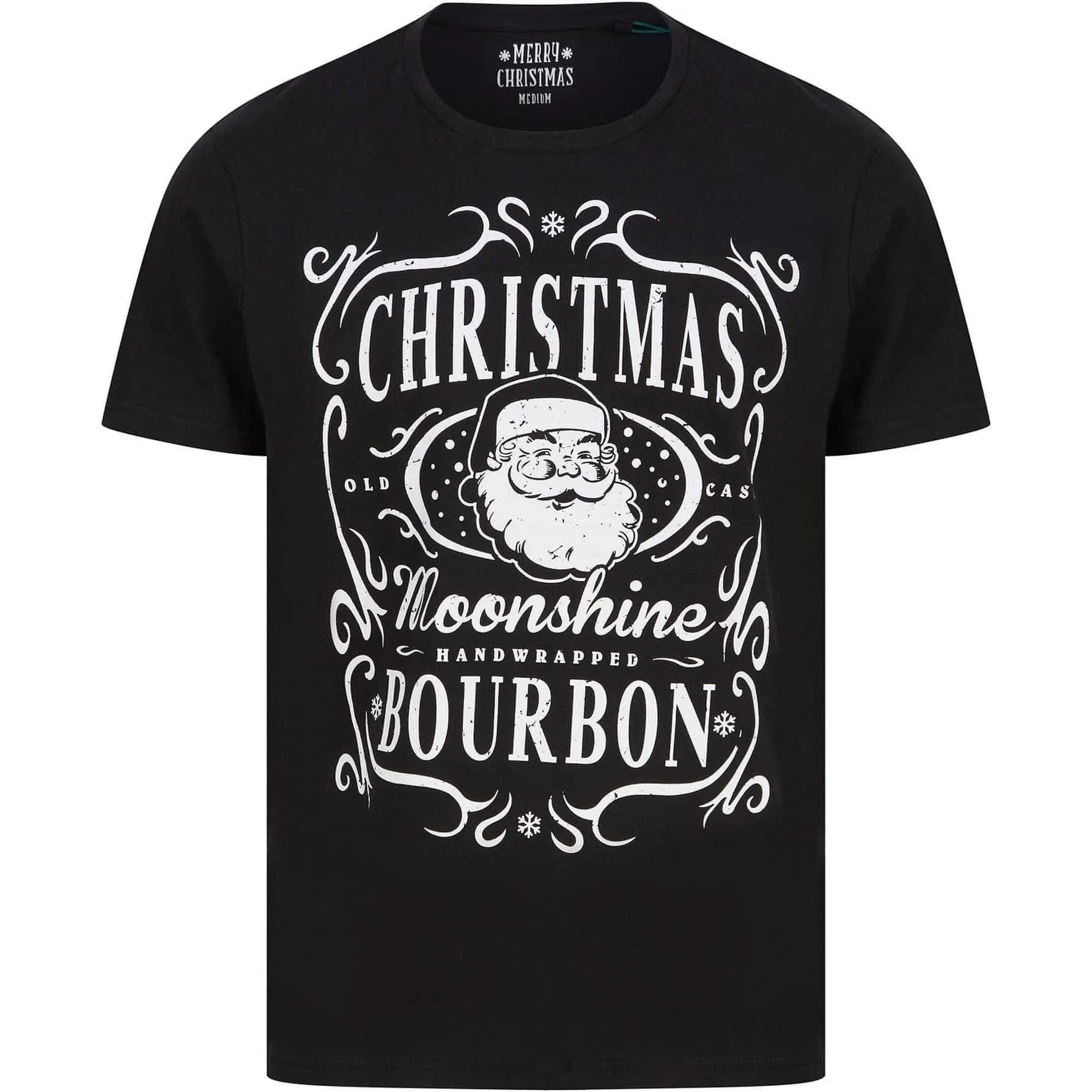 Christmas Bourbon Mens Christmas Short Sleeve Top - Black