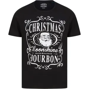 Christmas Bourbon Mens Christmas Short Sleeve Top - Black