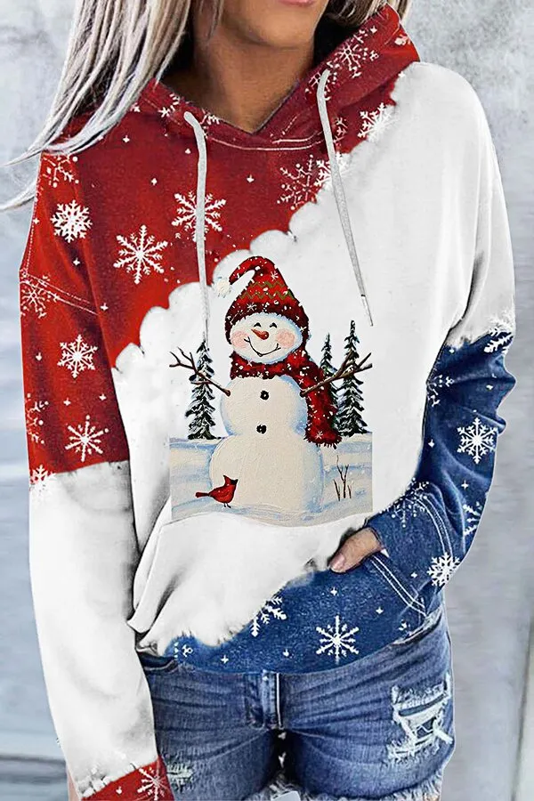 Christmas Elk Print Crew Neck Hoodie