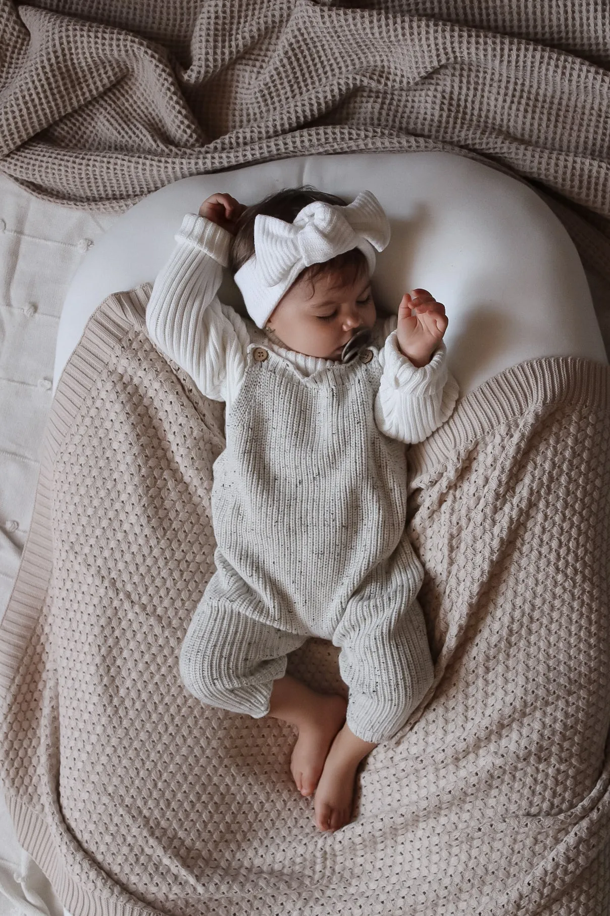 Chunky Knit Overalls - Black Speckle