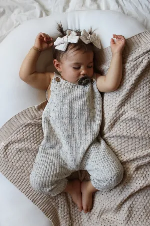 Chunky Knit Overalls - Black Speckle