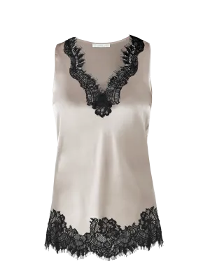 Coco Lace Tank - Pearl/Black Lace