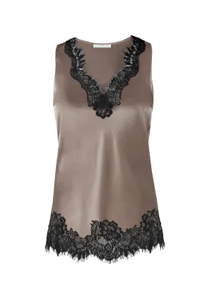 Coco Lace Tank - Taupe|Black Lace