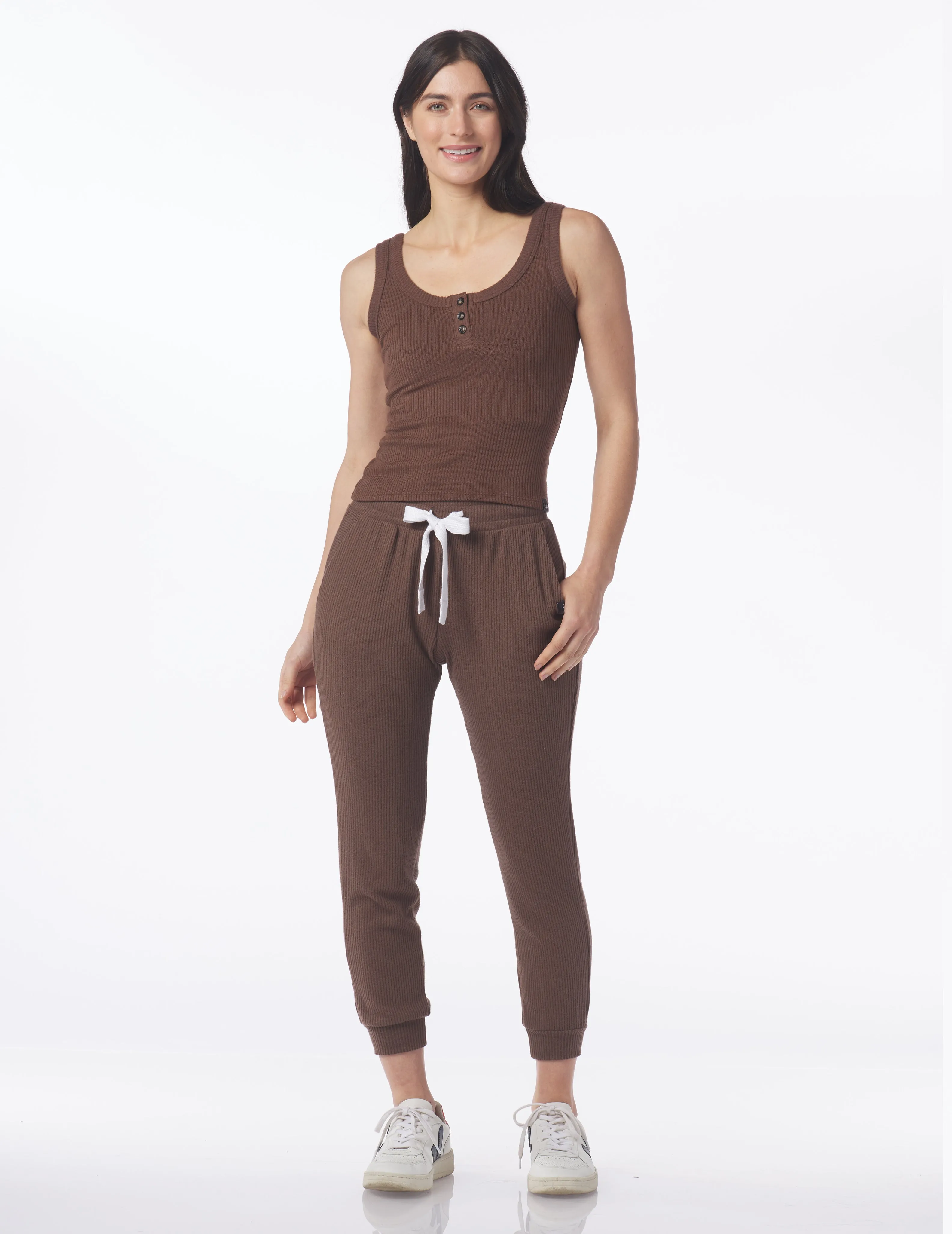Comfort Henley Tank: Espresso