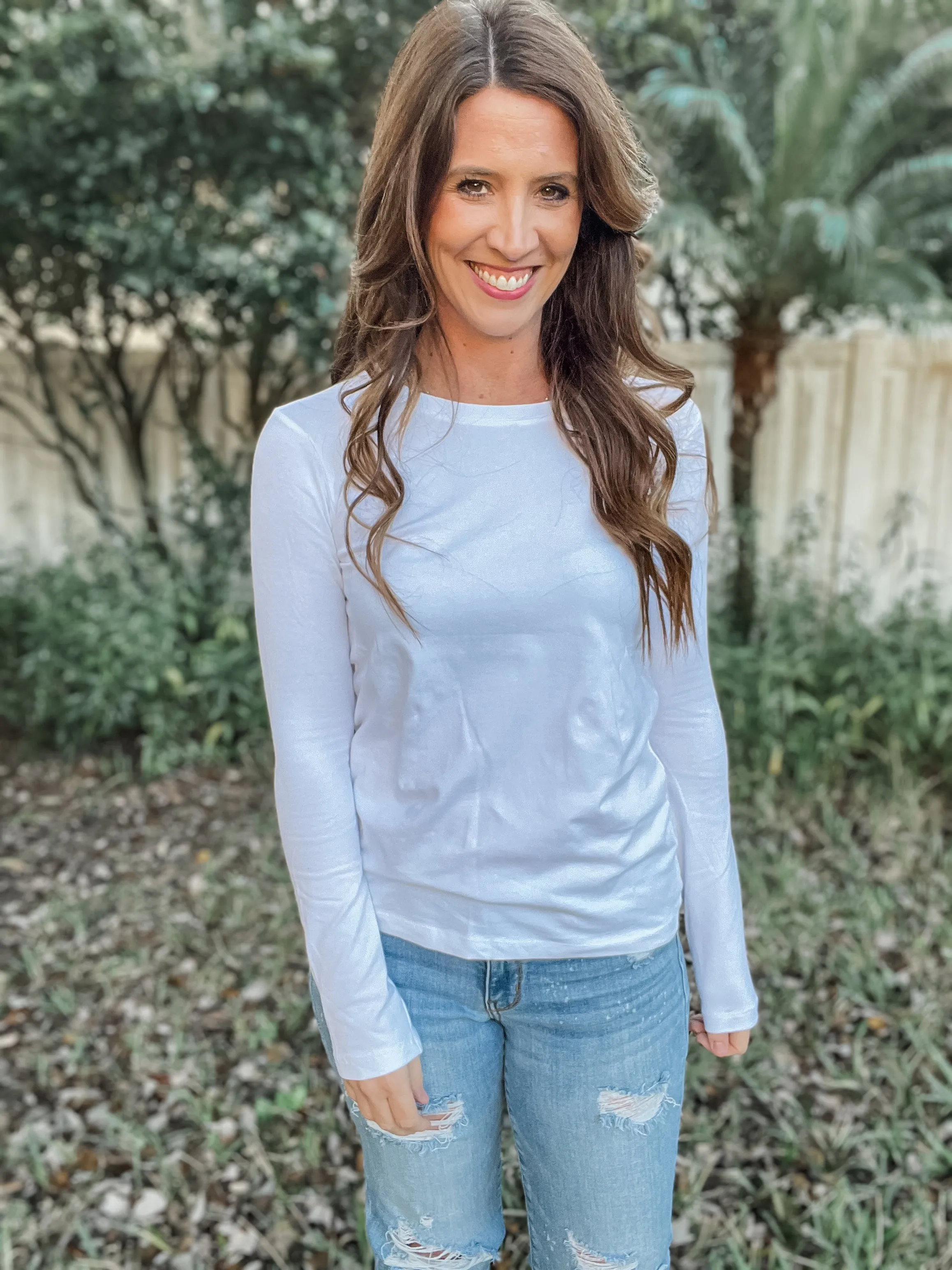 Cotton Crew Neck Long Sleeve T-Shirt