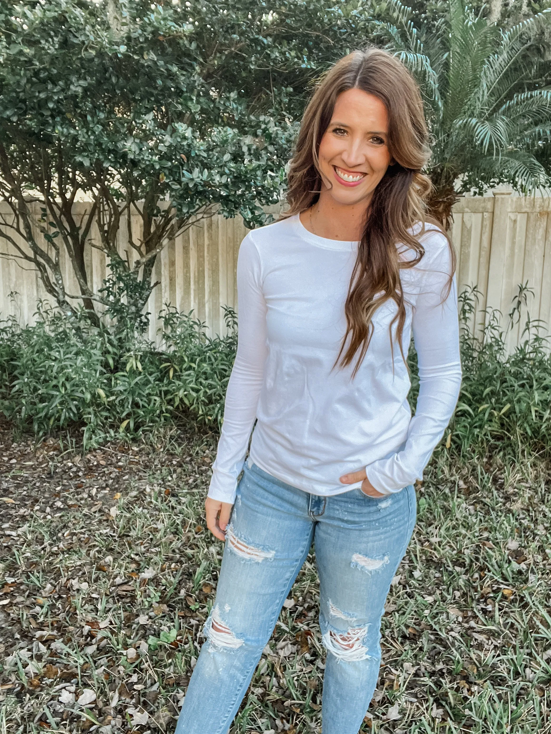 Cotton Crew Neck Long Sleeve T-Shirt