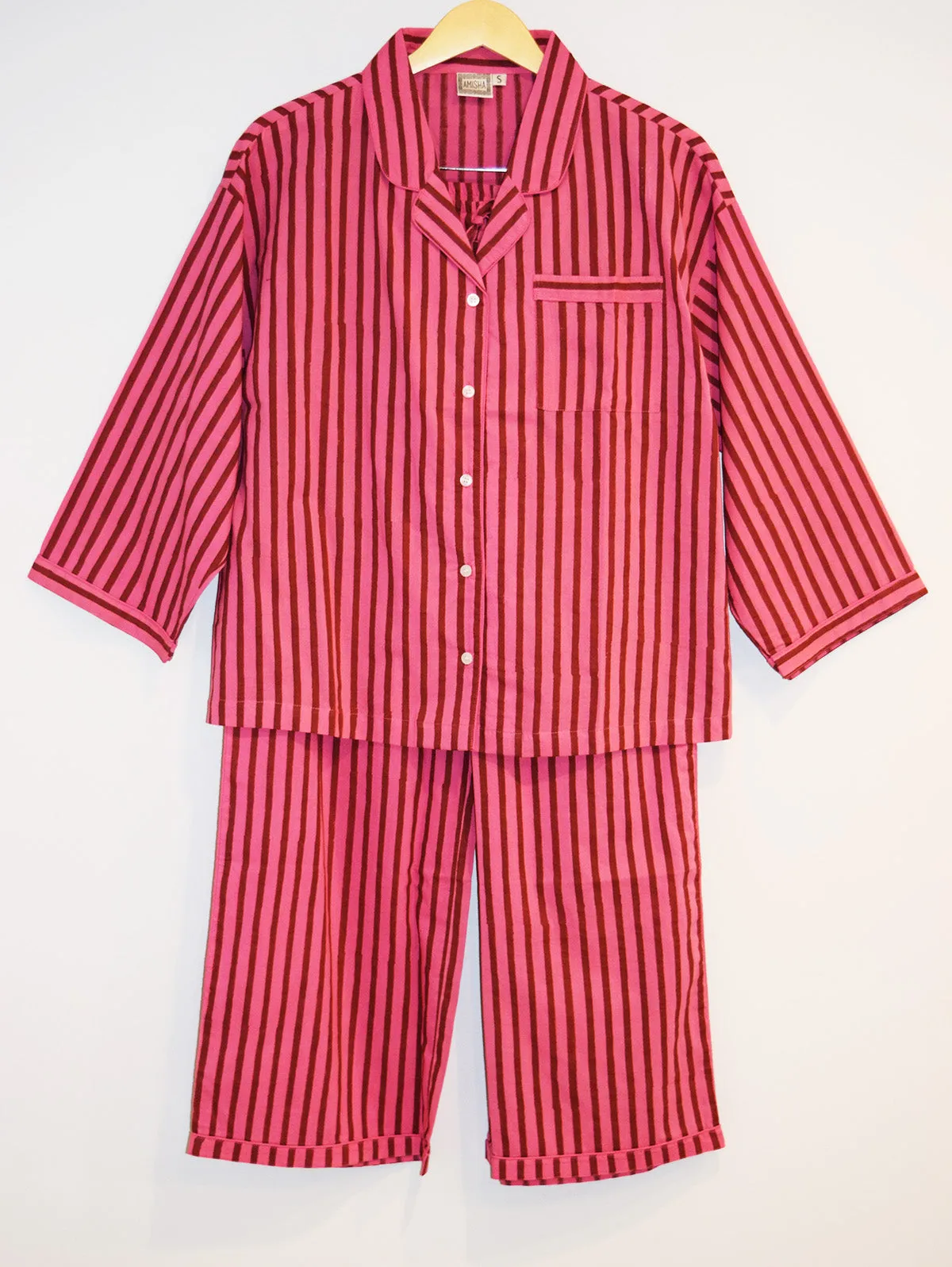 Cotton Pajama Set | Berry Stripe