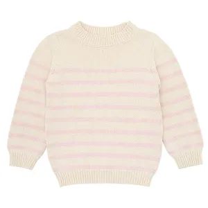 Cream and Pink Stripe Knit Sweater