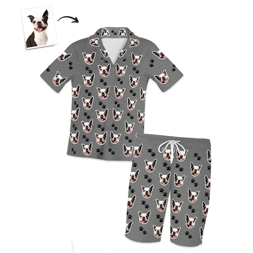 Custom Cat Face Photo Short Sleeve Pajama Set