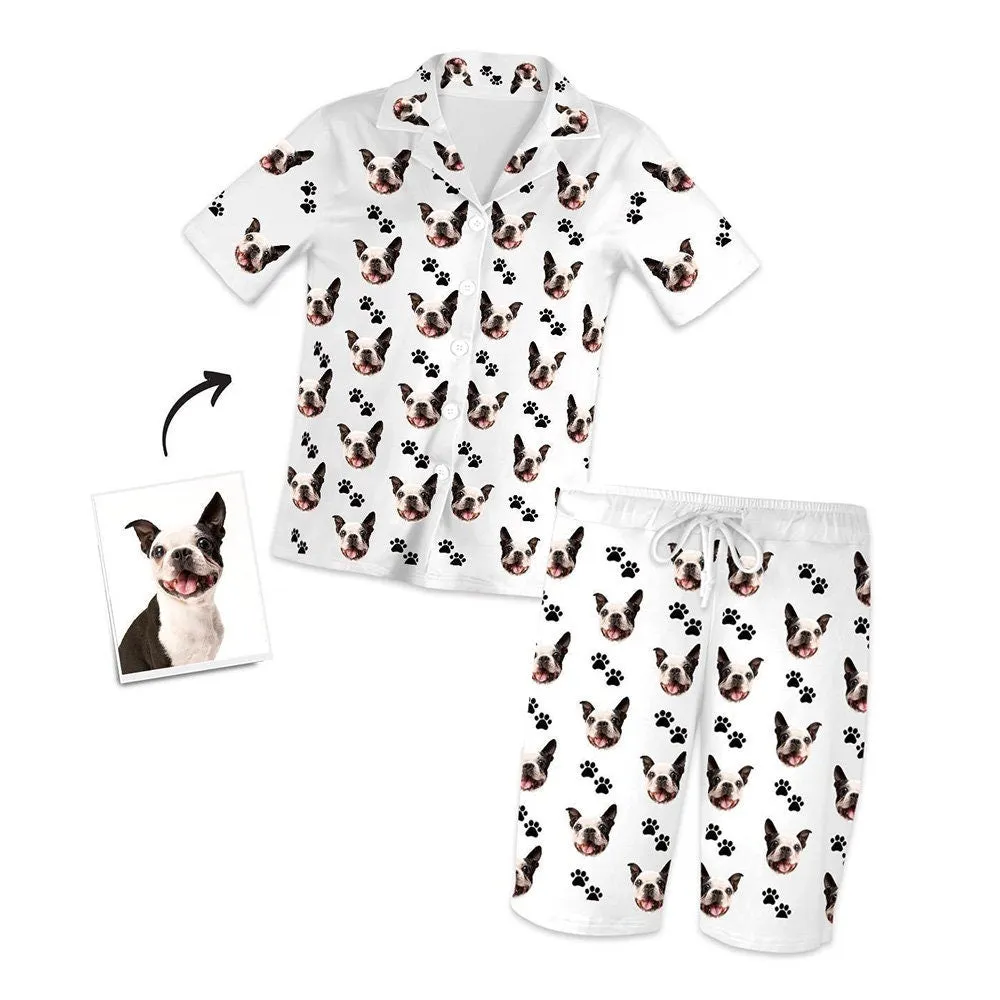 Custom Cat Face Photo Short Sleeve Pajama Set