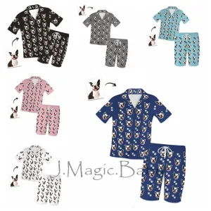 Custom Cat Face Photo Short Sleeve Pajama Set