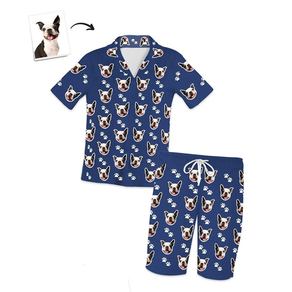 Custom Cat Face Photo Short Sleeve Pajama Set