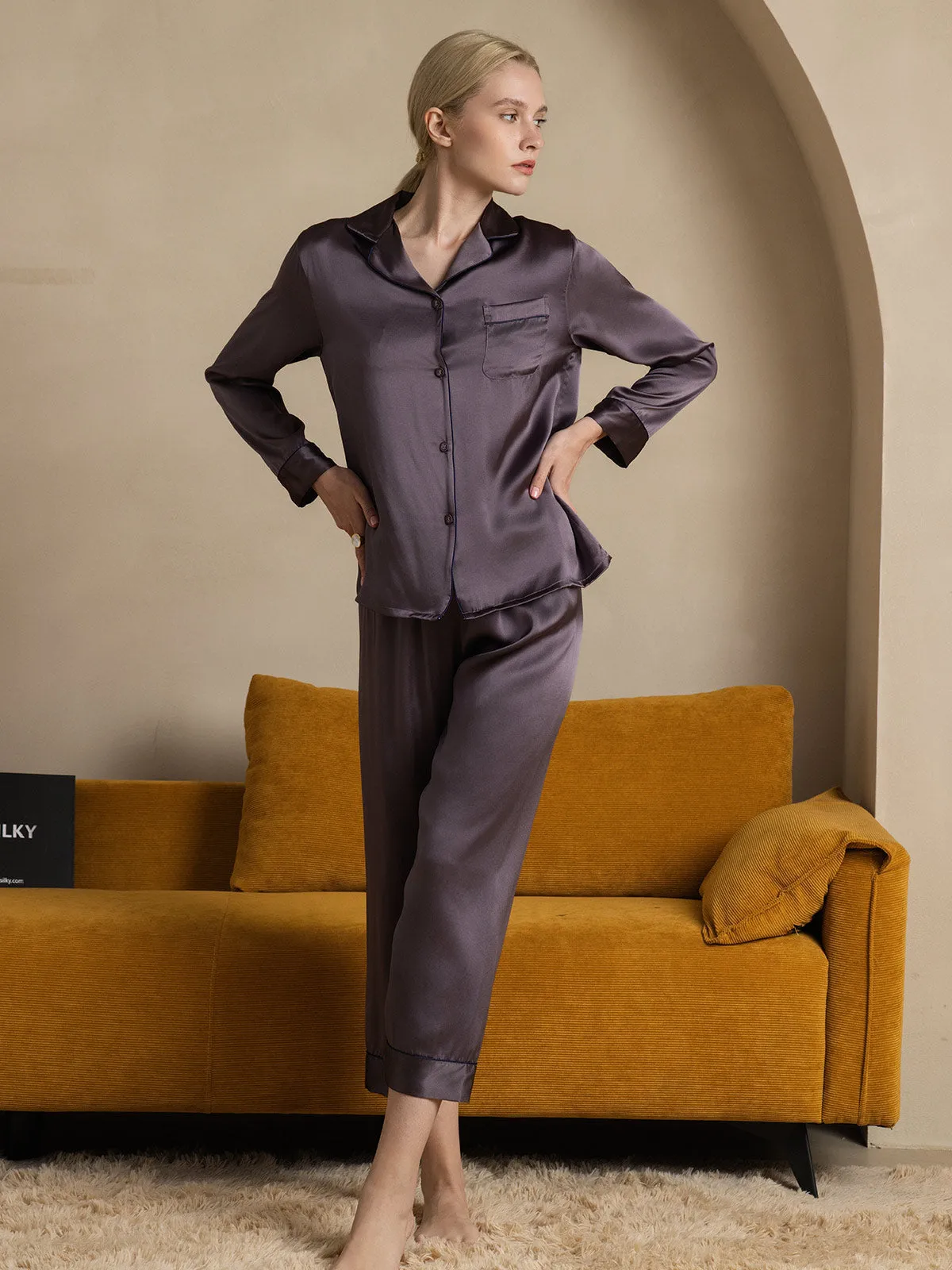 Dames 100% Moerbeizijde Klassieke Pyjama Set