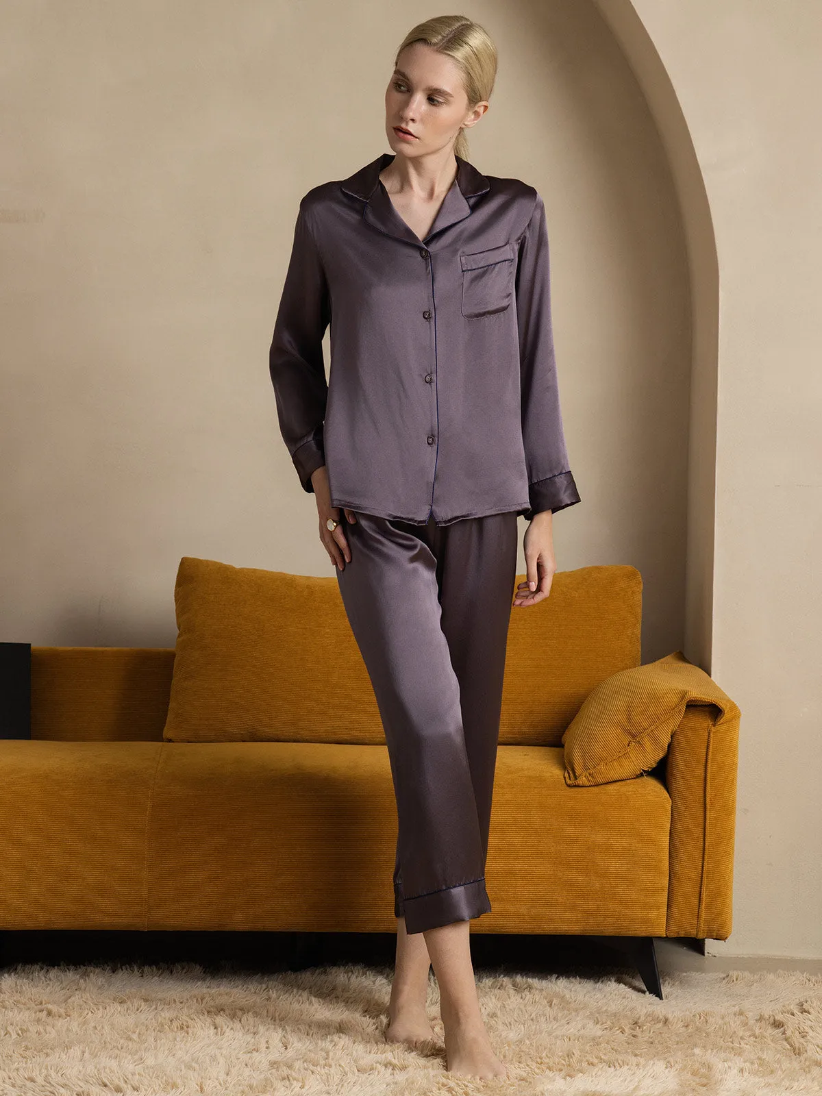 Dames 100% Moerbeizijde Klassieke Pyjama Set