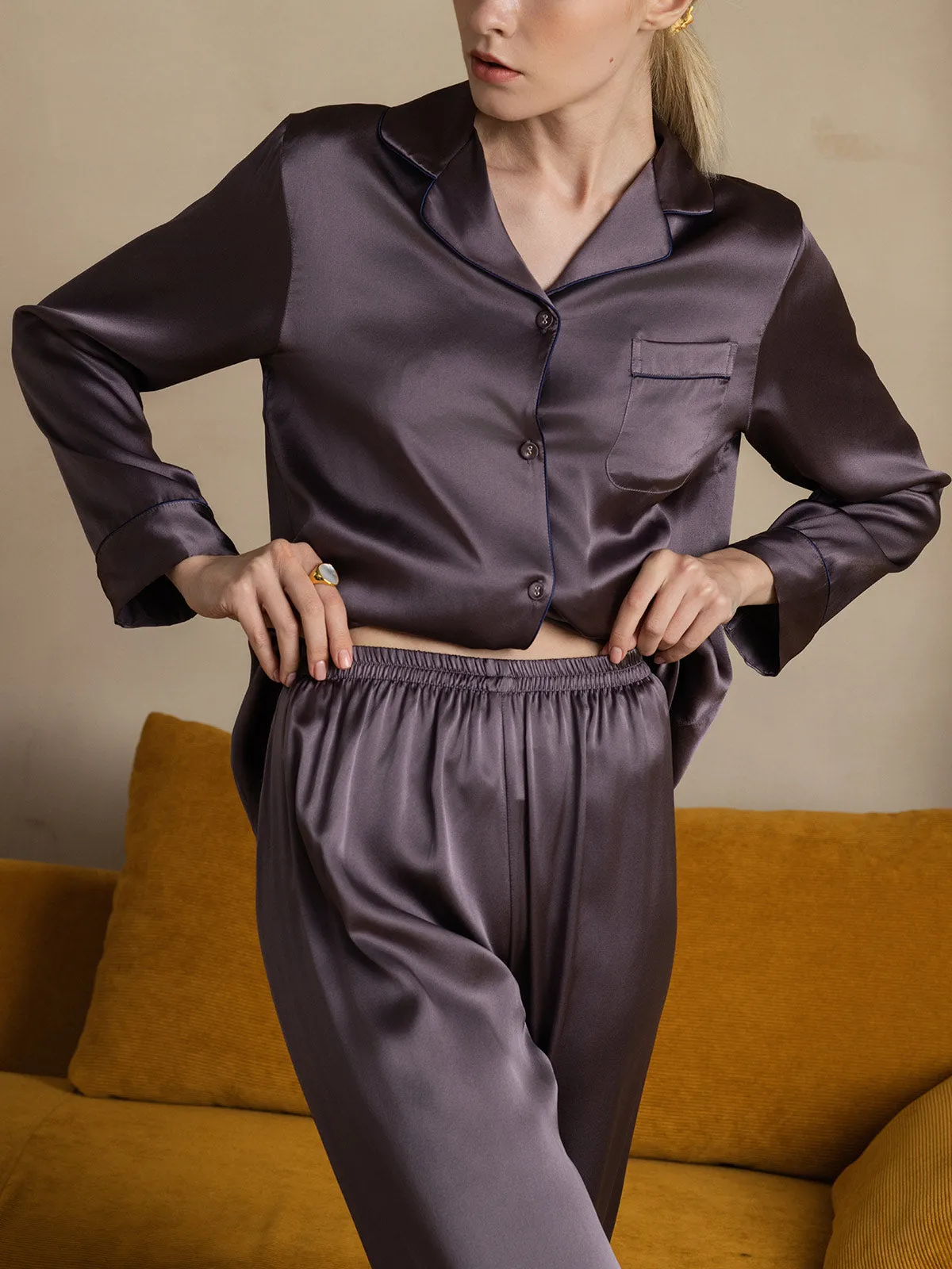 Dames 100% Moerbeizijde Klassieke Pyjama Set