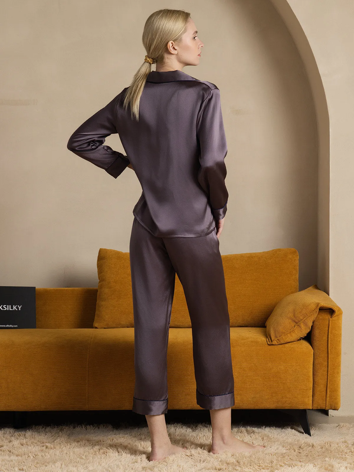 Dames 100% Moerbeizijde Klassieke Pyjama Set