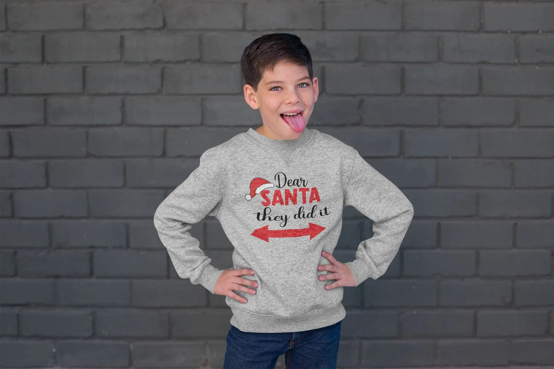 Dear Santa He Did it She Did it Grey Sweatshirts