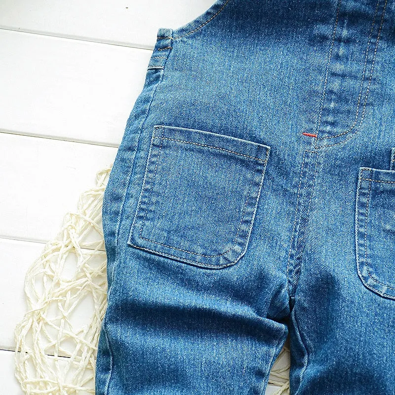Denim Overalls for Little Boys and Girls from 1 - 4 Years with Cartoon Appliqués