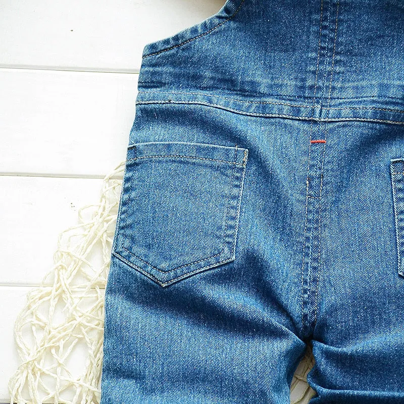 Denim Overalls for Little Boys and Girls from 1 - 4 Years with Cartoon Appliqués