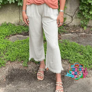 Distressed Bottom Lounge Pants - Oatmeal