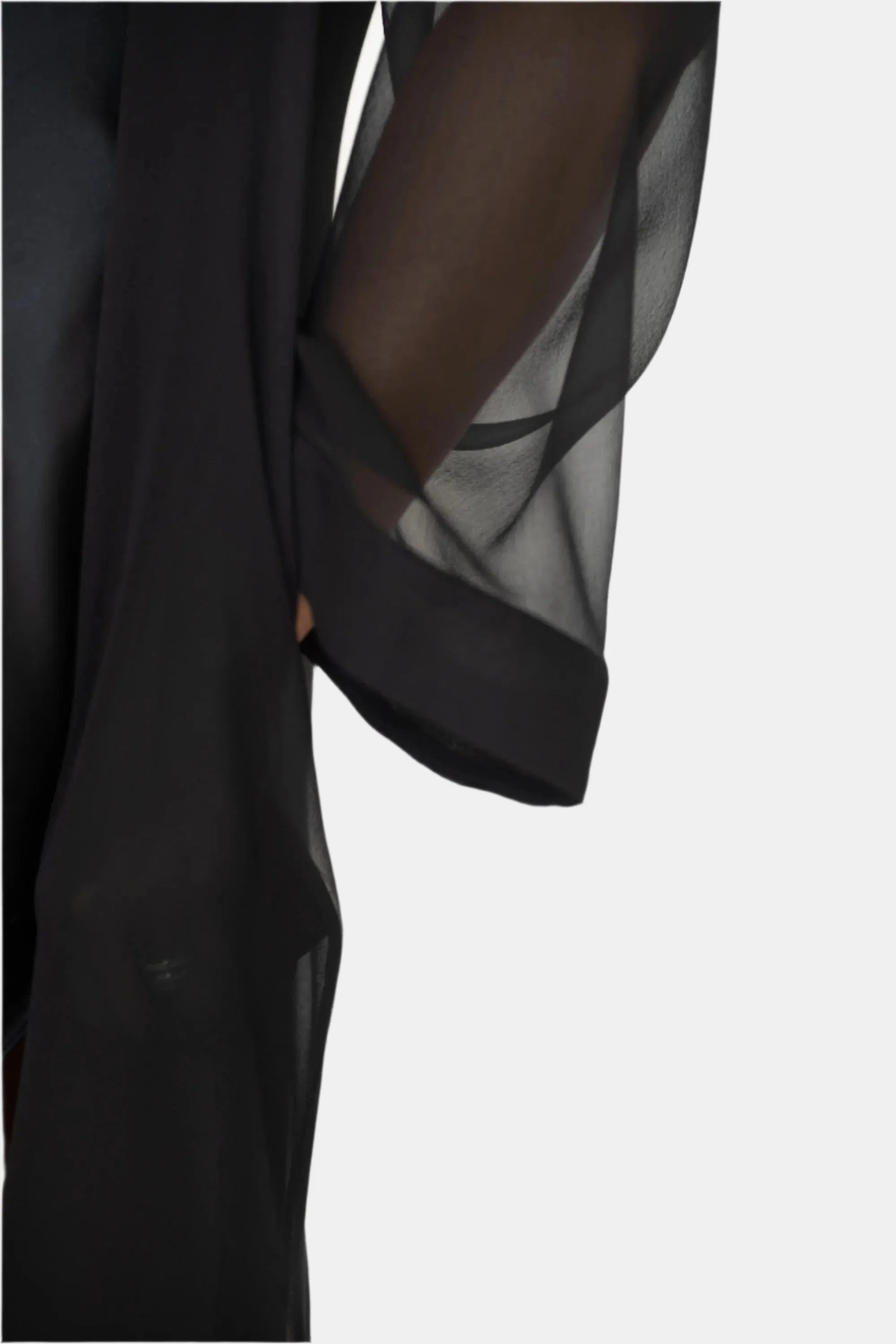 DONNA SILK CHIFFON NIGHTDRESS & LOLA SILK CHEMISE SET IN NOIRE