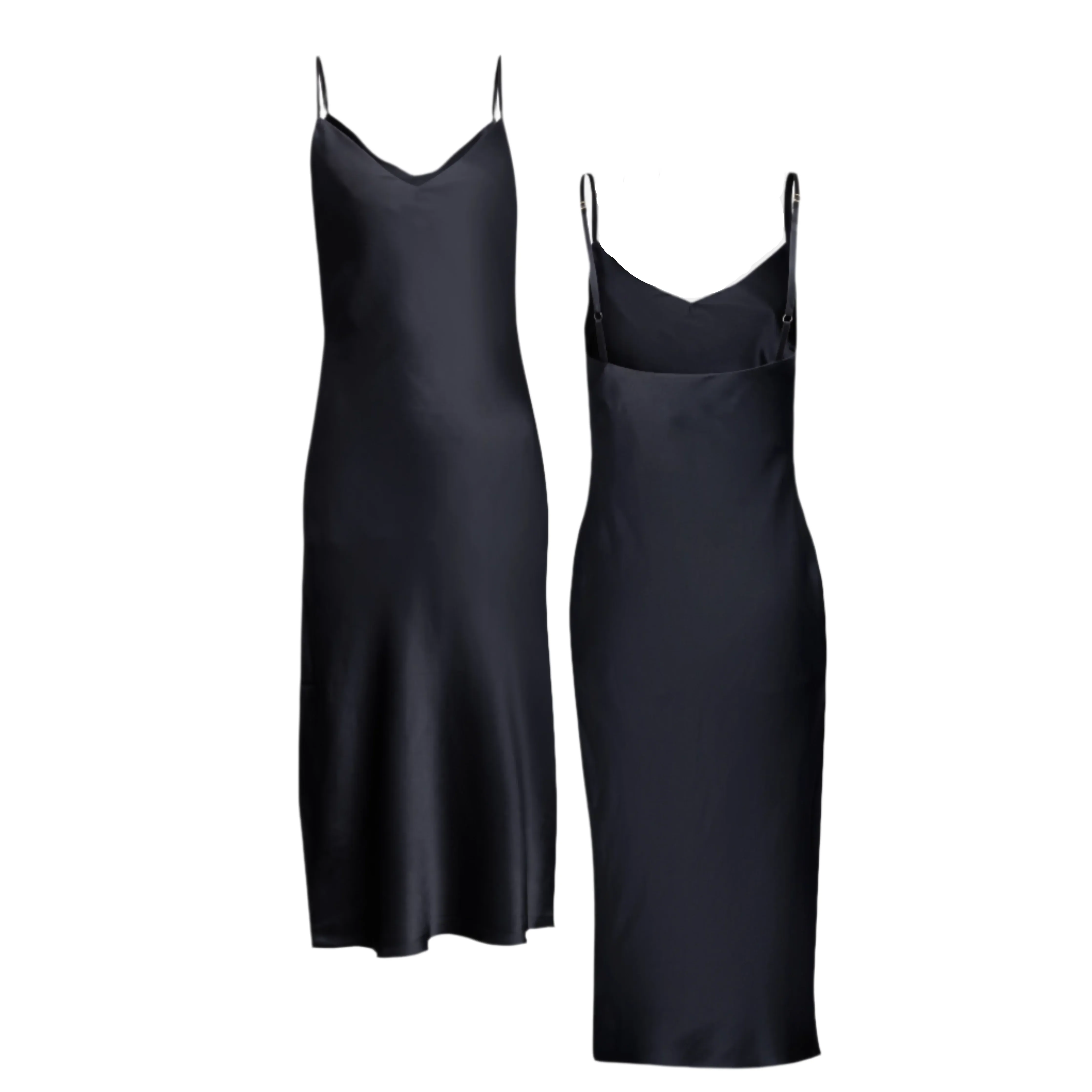 DONNA SILK CHIFFON NIGHTDRESS & LOLA SILK CHEMISE SET IN NOIRE