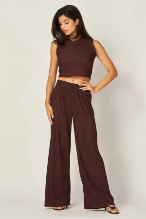 Espresso Crinkle Cropped Top & Lounge Pants Set 2/14/25 9611